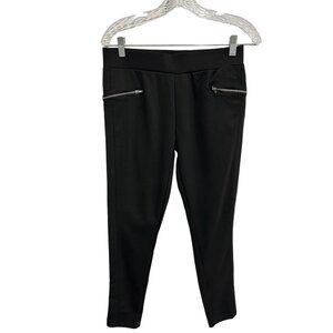 Level Eight Black Zipper Details Stretch Slim Fit Pants Size 10 Chic Minimalist